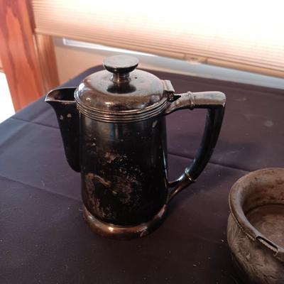 UNION PACIFIC RAILROAD TEAPOT, PLATED CUP WITH INSERT AND TRAIN WHISTLE