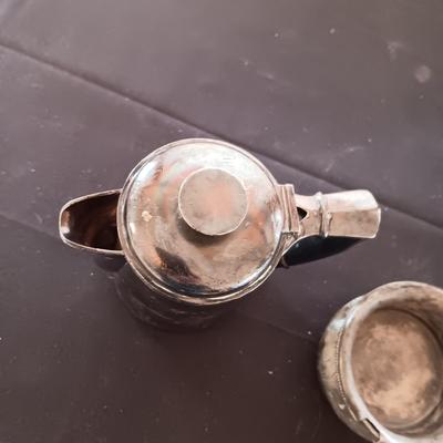 UNION PACIFIC RAILROAD TEAPOT, PLATED CUP WITH INSERT AND TRAIN WHISTLE