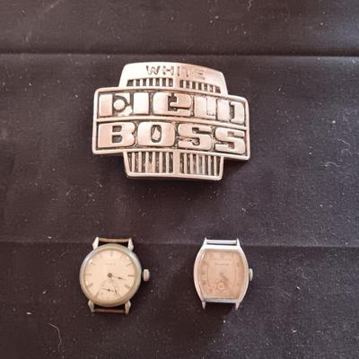 OLD ELGIN AND BULOVA WATCHES FOR PARTS OR REPAIR AND A BELT BUCKLE