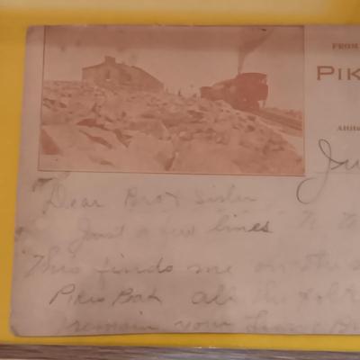 1896 PIKE'S PEAK POSTCARD, PLATTEVILLE CO MAIN STREET POSTCARD & 1914 PHOTO PLUS JUMELLE PARIS BINOCULARS