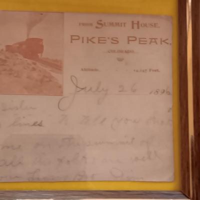 1896 PIKE'S PEAK POSTCARD, PLATTEVILLE CO MAIN STREET POSTCARD & 1914 PHOTO PLUS JUMELLE PARIS BINOCULARS