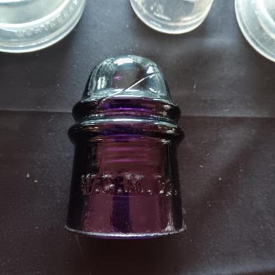 1 PURPLE AND 3 CLEAR INSULATORS