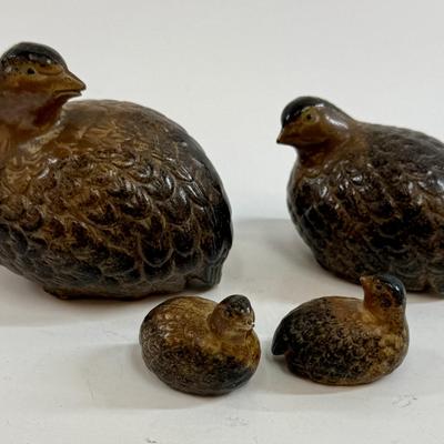 Sale Photo Thumbnail #57: Otagiri Japan ceramic quail figurines, parents & baby birds. Good condition.