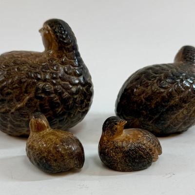 Sale Photo Thumbnail #55: Otagiri Japan ceramic quail figurines, parents & baby birds. Good condition.