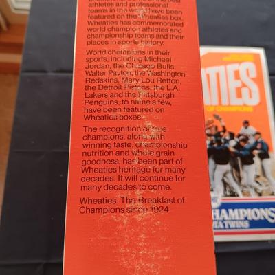 AUTOGRAPHED WHEATIES CEREAL BOX BY KIRBY PICKETT & KENT HRBEK