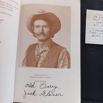 BARBED WIRE SAMPLER AND A SIGNED COPY OF THE BOOK THE "BOBBED WIRE" VIII BIBLE BY JACK GLOVER