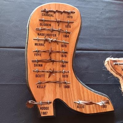 WESTERN BOOT BARBED WIRE SAMPLE FROM THE 1800'S