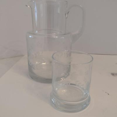 Etched Glass Bedside Water Carafe Set