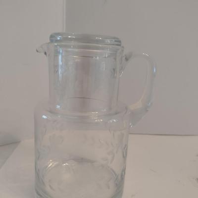 Etched Glass Bedside Water Carafe Set