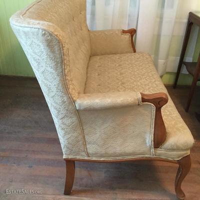 Lot 3: Tapestry Rocking Chair and Vintage Settee