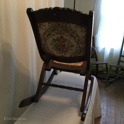 Lot 3: Tapestry Rocking Chair and Vintage Settee