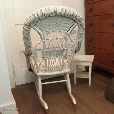 Lot 42: Wicker Chair, Baskets and Table 