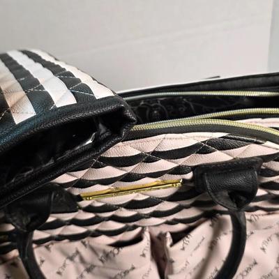 Betsey Johnson Quilted Black & Blush Stripe Designer Tote / Diaper Bag – New Without Tags