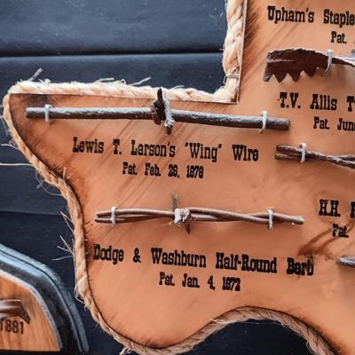 TEXAS SHAPED BARBED WIRE SAMPLE FROM THE 1800'S