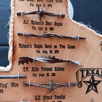 TEXAS SHAPED BARBED WIRE SAMPLE FROM THE 1800'S