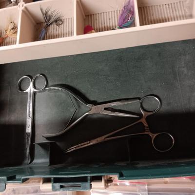 3 TIER SHELF TACKLE BOX AND A VARIETY OF TACKLE