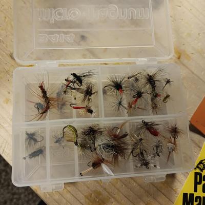 3 TIER SHELF TACKLE BOX AND A VARIETY OF TACKLE