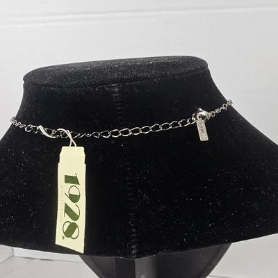 1928 Jewelry Blue Crystal Drop Necklace with Silver-Tone Chain and Faceted Accents