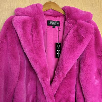 New Donna Salyers Fabulous Faux Fur Coat Fuchsia 3X