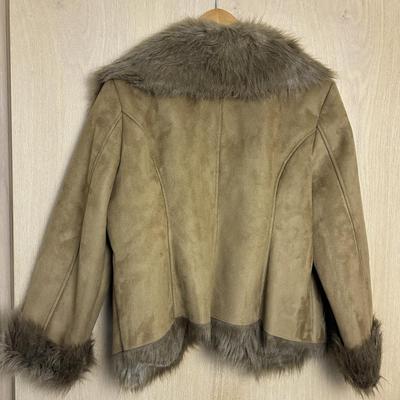 New Donna Salyers Fabulous Faux Fur Coat Camel Faux Suede 2X