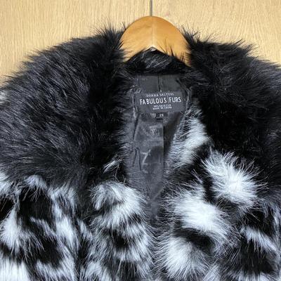 New Donna Salyers Fabulous Faux Fur Coat Short Black and White 2X