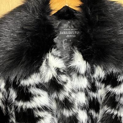 New Donna Salyers Fabulous Faux Fur Coat Short Black and White Small