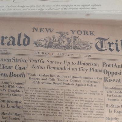 New York Herald Tribune Issue January 10, 1929 with COA