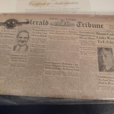 New York Herald Tribune Issue January 10, 1929 with COA