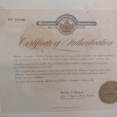 New York Herald Tribune Issue January 10, 1929 with COA