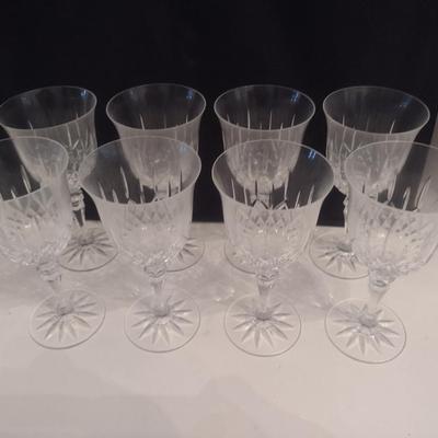 Galway Irish Crystal Water Goblets- Possibly Longford Pattern- Eight Pieces