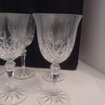 Galway Irish Crystal Water Goblets- Possibly Longford Pattern- Eight Pieces