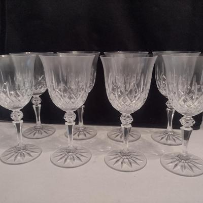 Galway Irish Crystal Water Goblets- Possibly Longford Pattern- Eight Pieces