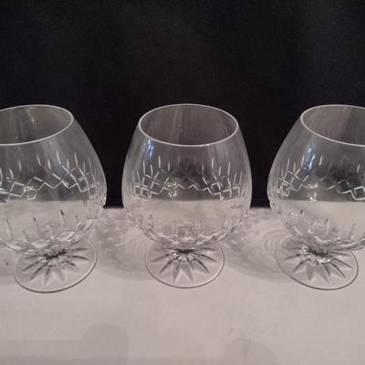 Galway Irish Crystal Large Brandy Glasses- Possibly Longford Pattern- Three Pieces