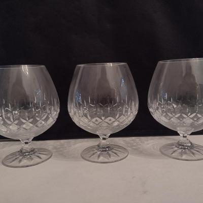 Galway Irish Crystal Large Brandy Glasses- Possibly Longford Pattern- Three Pieces
