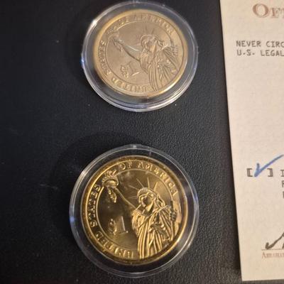 Sale Photo Thumbnail #20: This lot is for 4 uncirculated 24kt gold plated presidential coins. 2 Coins come with a certificate of authenticity, The other 2 Are sealed w/o a COA