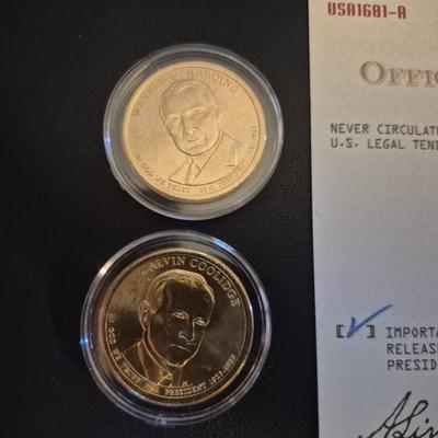 Sale Photo Thumbnail #19: This lot is for 4 uncirculated 24kt gold plated presidential coins. 2 Coins come with a certificate of authenticity, The other 2 Are sealed w/o a COA