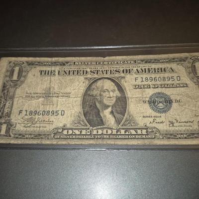 Sale Photo Thumbnail #23: 1935B $1 Silver Certificate Error no "IN GOD WE TRUST" on back. this bill is in fair condition but please make sure you look at all the photos