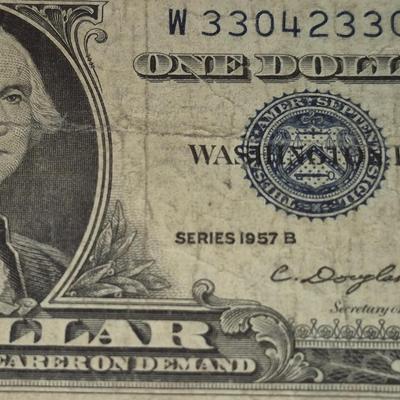 Sale Photo Thumbnail #81: 1957B $1 Silver Certificate Fair Condition