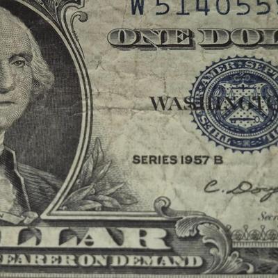 Sale Photo Thumbnail #102: 1957B $1 Silver Certificate Fair Condition