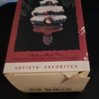 Sale Photo Thumbnail #132: 1993-2012 Hallmark Ornaments Designed by Bastin, Kegrize Minitures (peek-a-boo tree has tear in box as pictured)