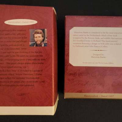 Sale Photo Thumbnail #131: 1993-2012 Hallmark Ornaments Designed by Bastin, Kegrize Minitures (peek-a-boo tree has tear in box as pictured)