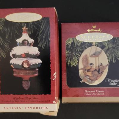 Sale Photo Thumbnail #130: 1993-2012 Hallmark Ornaments Designed by Bastin, Kegrize Minitures (peek-a-boo tree has tear in box as pictured)