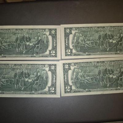 Sale Photo Thumbnail #147: (4) Consecutive Serial Number $2 Bills 1976
