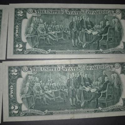 Sale Photo Thumbnail #149: (4) Consecutive Serial Number $2 Bills 1976