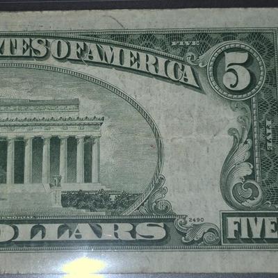 Sale Photo Thumbnail #162: 1953A $5 Silver Certificate Error   no 'IN GOD WE TRUST' on back