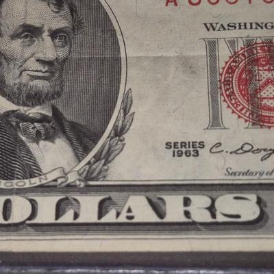 Sale Photo Thumbnail #164: 1963 RED SEAL $5 Bill