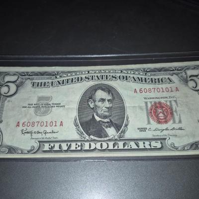 Sale Photo Thumbnail #163: 1963 RED SEAL $5 Bill