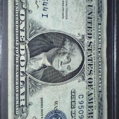 Sale Photo Thumbnail #291: This is for a 1935 E $1 Silver Certificate without the Motto "in God We Trust", Please look at all photos for condition