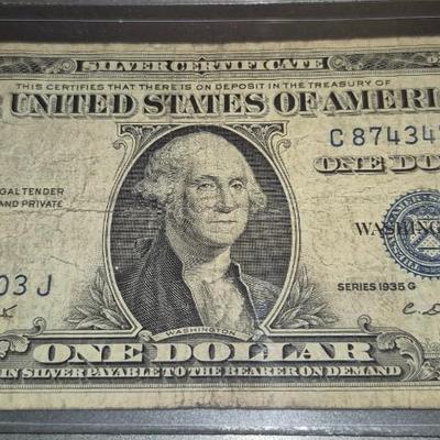 Sale Photo Thumbnail #301: 1935 G $1 Silver Certificate, no "in god we trust" motto on back