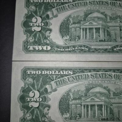 Sale Photo Thumbnail #320: (2) 1963 RED SEAL $2 Bills, These are consecutive and from the same serial number set as Lot 41.